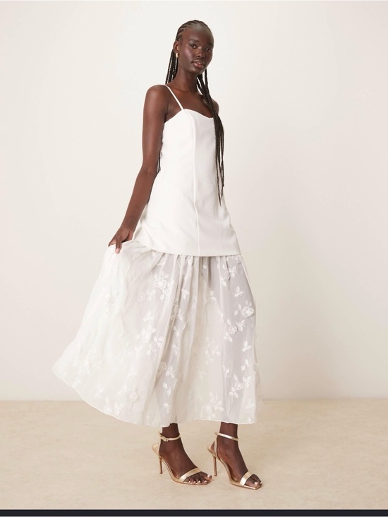 Abercrombie & Fitch Dresses & Skirts - Abercrombie & Fitch Bridal Sheer Skirt Applique Lace Maxi Dress In White